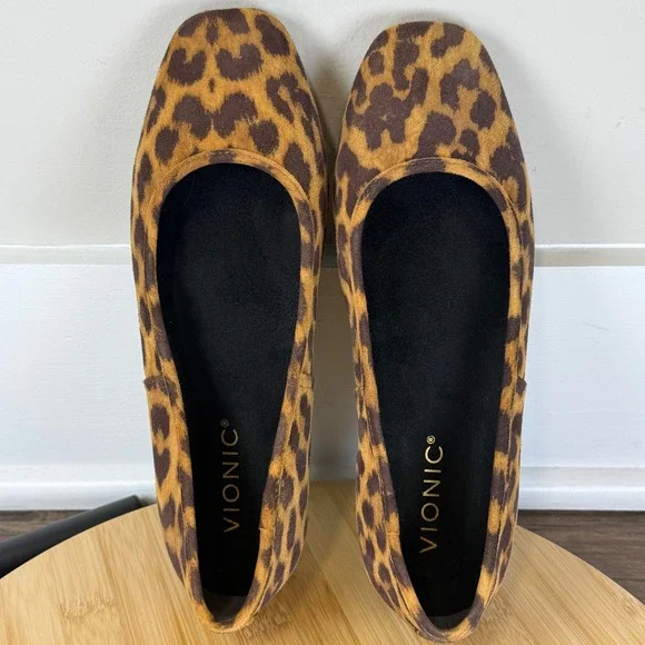 Vionic Orinda Ballet Flats Women 6 Leopard Print Brown Excellent Square Toe - Picture 6 of 8